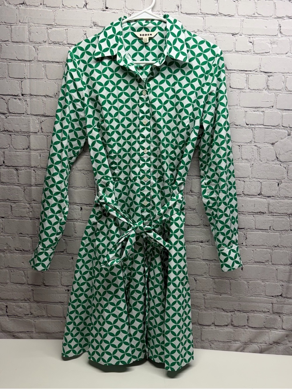 Boden Green Geometric  Shirt Dress size 8R - Picture 3 of 14